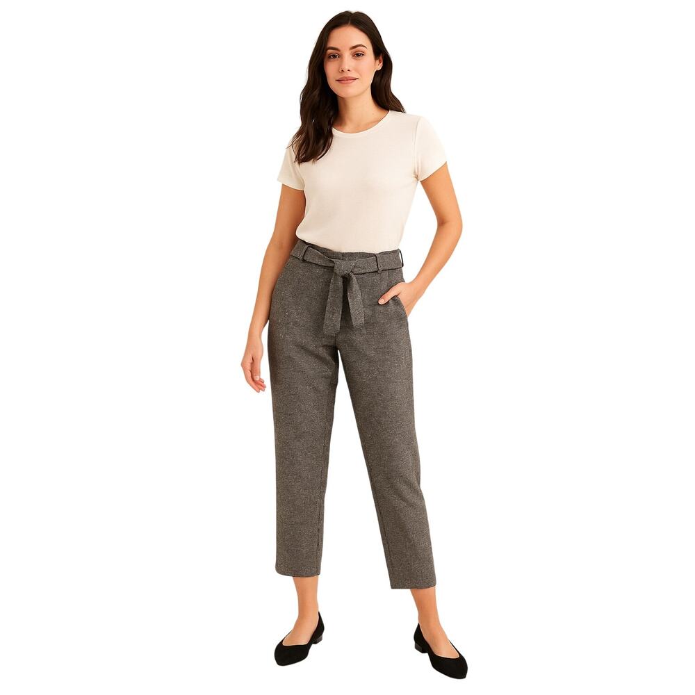 LOFT Women’s 2 Gray Sequin Ankle Cropped Dress Pants Tweed Sparkle